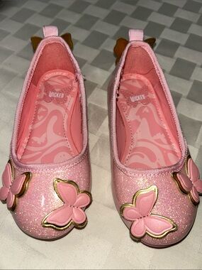 Groundup “Wicked” Pink Glitter Butterfly Slip-On Flats for Kids